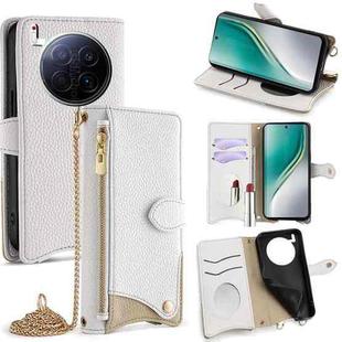 For Tecno Camon 40 Premier Crossbody Chain Fishtail Litchi Leather Phone Case(White)
