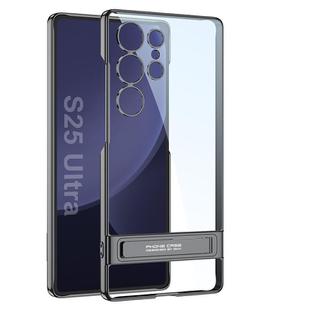 For Samsung Galaxy S25 Ultra 5G GKK Triumph Phantom Clear Full Coverage Phone Case with Holder(Black)