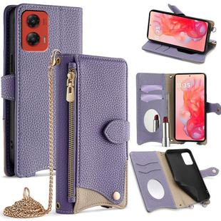 For Motorola Moto G Stylus 5G 2024 Crossbody Chain Fishtail Litchi Leather Phone Case(Purple)