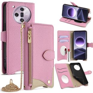 For OPPO Find X7 Crossbody Chain Fishtail Litchi Leather Phone Case(Pink)