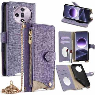 For OPPO Find X7 Crossbody Chain Fishtail Litchi Leather Phone Case(Purple)