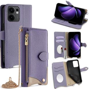 For OPPO Reno13 F 4G / 5G Crossbody Chain Fishtail Litchi Leather Phone Case(Purple)
