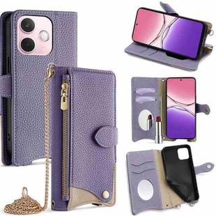 For OPPO A5 Pro 5G Global Crossbody Chain Fishtail Litchi Leather Phone Case(Purple)