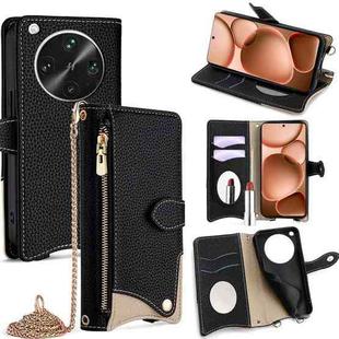 For OPPO Find X8 Ultra Crossbody Chain Fishtail Litchi Leather Phone Case(Black)