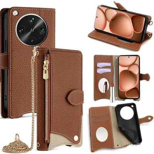 For OPPO Find X8 Ultra Crossbody Chain Fishtail Litchi Leather Phone Case(Brown)