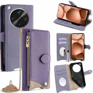 For OPPO Find X8 Ultra Crossbody Chain Fishtail Litchi Leather Phone Case(Purple)