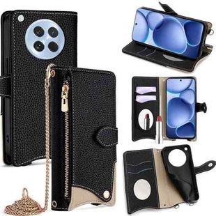 For OPPO Find X8s Crossbody Chain Fishtail Litchi Leather Phone Case(Black)