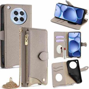 For OPPO Find X8s Crossbody Chain Fishtail Litchi Leather Phone Case(Grey)