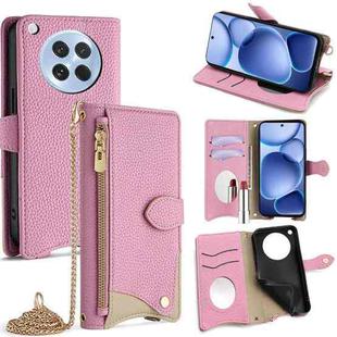 For OPPO Find X8s Crossbody Chain Fishtail Litchi Leather Phone Case(Pink)