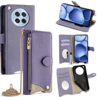 For OPPO Find X8s Crossbody Chain Fishtail Litchi Leather Phone Case(Purple)