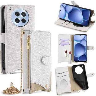 For OPPO Find X8s Crossbody Chain Fishtail Litchi Leather Phone Case(White)