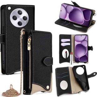 For OPPO Find X8s+ Crossbody Chain Fishtail Litchi Leather Phone Case(Black)