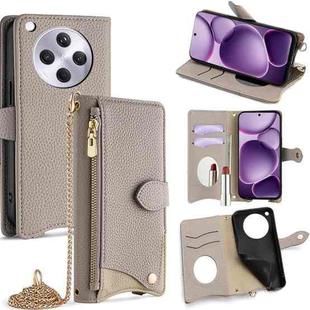 For OPPO Find X8s+ Crossbody Chain Fishtail Litchi Leather Phone Case(Grey)