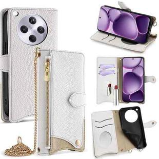 For OPPO Find X8s+ Crossbody Chain Fishtail Litchi Leather Phone Case(White)