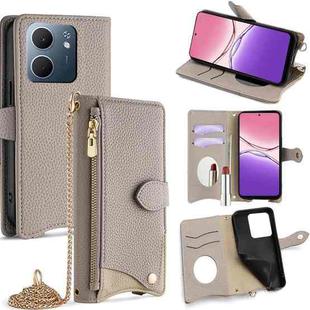 For OPPO A5x 5G / A3 4G / 5G / A3x 4G / 5G Crossbody Chain Fishtail Litchi Leather Phone Case(Grey)