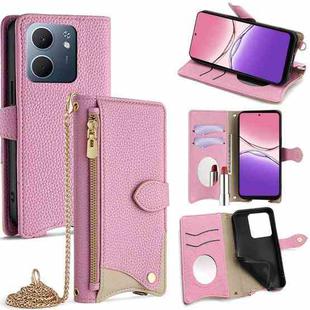 For OPPO A5x 5G / A3 4G / 5G / A3x 4G / 5G Crossbody Chain Fishtail Litchi Leather Phone Case(Pink)