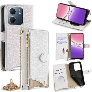 For OPPO A5x 5G / A3 4G / 5G / A3x 4G / 5G Crossbody Chain Fishtail Litchi Leather Phone Case(White)
