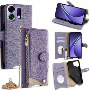 For OPPO K13 Turbo Pro 5G Crossbody Chain Fishtail Litchi Leather Phone Case(Purple)
