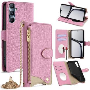 For Realme C65 Crossbody Chain Fishtail Litchi Leather Phone Case(Pink)