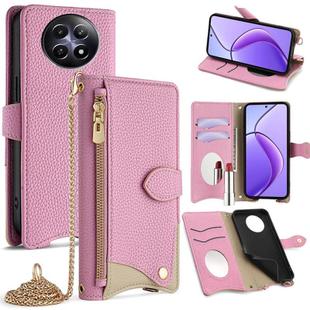 For Realme 12 / 13 / Narzo 70x Crossbody Chain Fishtail Litchi Leather Phone Case(Pink)