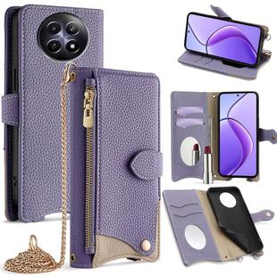 For Realme 12 / 13 / Narzo 70x Crossbody Chain Fishtail Litchi Leather Phone Case(Purple)