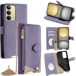 For Realme C75 / Realme 14x Global Crossbody Chain Fishtail Litchi Leather Phone Case(Purple)