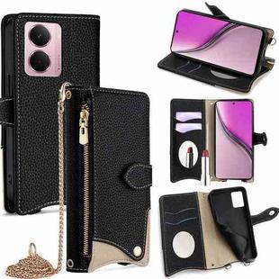 For Realme P3 Pro Global Crossbody Chain Fishtail Litchi Leather Phone Case(Black)