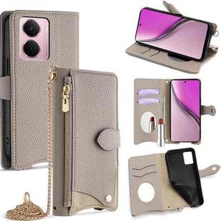 For Realme P3 Pro Global Crossbody Chain Fishtail Litchi Leather Phone Case(Grey)