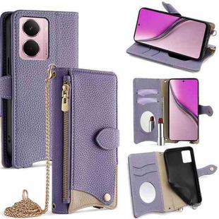 For Realme P3 Pro Global Crossbody Chain Fishtail Litchi Leather Phone Case(Purple)