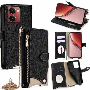 For Realme P3 Ultra 5G Crossbody Chain Fishtail Litchi Leather Phone Case(Black)