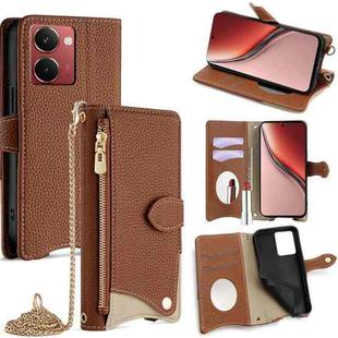 For Realme P3 Ultra 5G Crossbody Chain Fishtail Litchi Leather Phone Case(Brown)