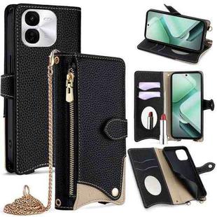 For vivo iQOO Z9x Crossbody Chain Fishtail Litchi Leather Phone Case(Black)