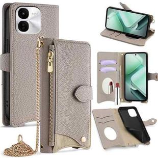 For vivo iQOO Z9x Crossbody Chain Fishtail Litchi Leather Phone Case(Grey)