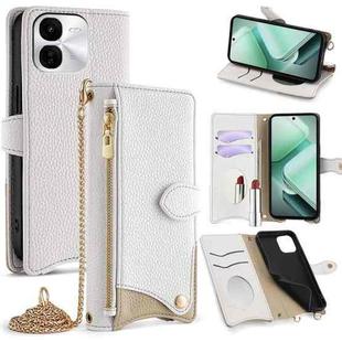 For vivo iQOO Z9x Crossbody Chain Fishtail Litchi Leather Phone Case(White)