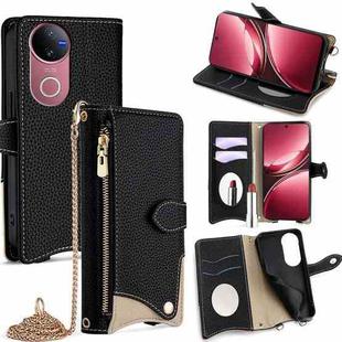 For vivo V50 Crossbody Chain Fishtail Litchi Leather Phone Case(Black)