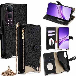 For vivo V50 Lite 5G Crossbody Chain Fishtail Litchi Leather Phone Case(Black)
