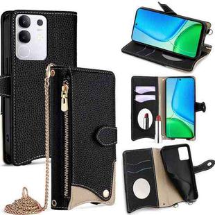 For vivo Y29 4G Global Crossbody Chain Fishtail Litchi Leather Phone Case(Black)
