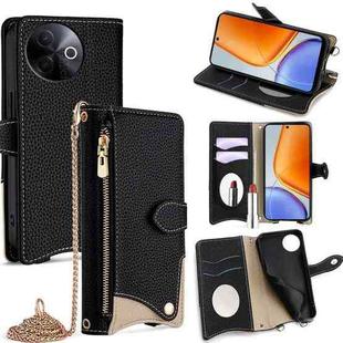 For vivo Y39 5G Global Crossbody Chain Fishtail Litchi Leather Phone Case(Black)