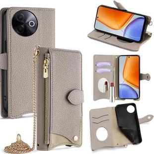 For vivo Y39 5G Global Crossbody Chain Fishtail Litchi Leather Phone Case(Grey)