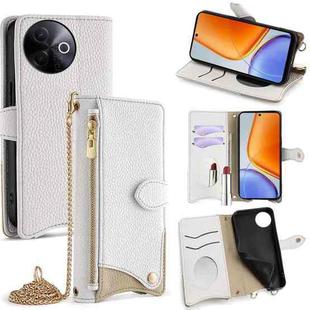 For vivo Y39 5G Global Crossbody Chain Fishtail Litchi Leather Phone Case(White)