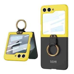 For Samsung Galaxy Z Flip6 GKK Integrated Ultra-thin Contrast Color Phone Case with Ring Holder(Black)