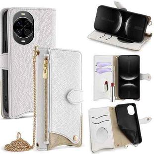 For Huawei nova 14 Crossbody Chain Fishtail Litchi Leather Phone Case(White)