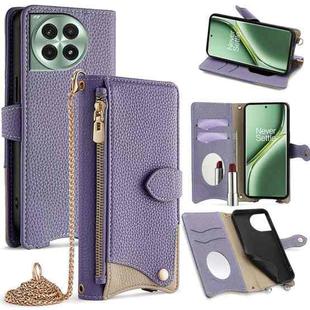 For OnePlus Ace 3 Pro Crossbody Chain Fishtail Litchi Leather Phone Case(Purple)