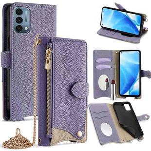 For OnePlus Nord N200 5G Crossbody Chain Fishtail Litchi Leather Phone Case(Purple)