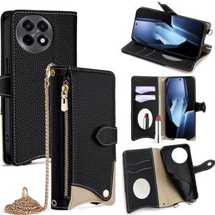 For OnePlus Ace 5 / Ace 5 Pro Crossbody Chain Fishtail Litchi Leather Phone Case(Black)