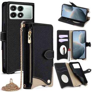For Redmi K70E / Xiaomi Poco X6 Pro Crossbody Chain Fishtail Litchi Leather Phone Case(Black)
