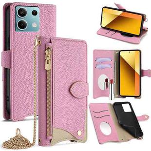 For Redmi Note 13 4G Crossbody Chain Fishtail Litchi Leather Phone Case(Pink)