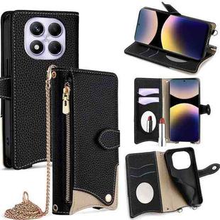 For Redmi Note 14 Pro 4G Crossbody Chain Fishtail Litchi Leather Phone Case(Black)