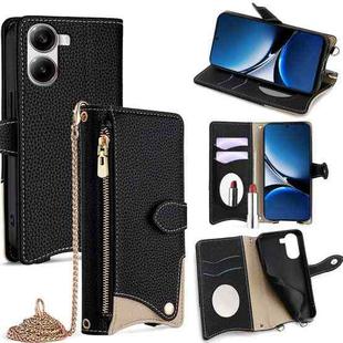 For Redmi Turbo 4 / Xiaomi Poco X7 Pro Crossbody Chain Fishtail Litchi Leather Phone Case(Black)