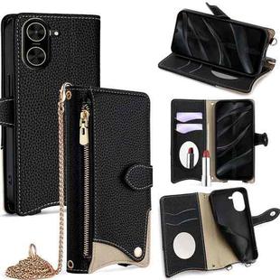 For Redmi A5 4G 171.7mm Crossbody Chain Fishtail Litchi Leather Phone Case(Black)